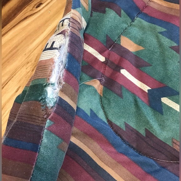 Vintage 80s Southwestern Aztec Art Deco Reversible Bed Spread Full Size 84x84 - Picture 3 of 11